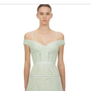Brand New Self-Portrait MINT OFF SHOULDER LACE MIDI DRESS MINT US 4
